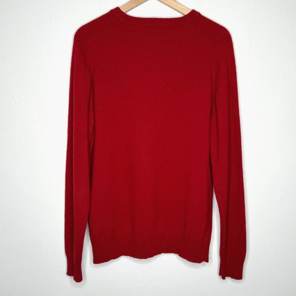 Springfield Mens Lambs‎ Wool Sweater Large Red Crewneck Preppy Cabin Academia